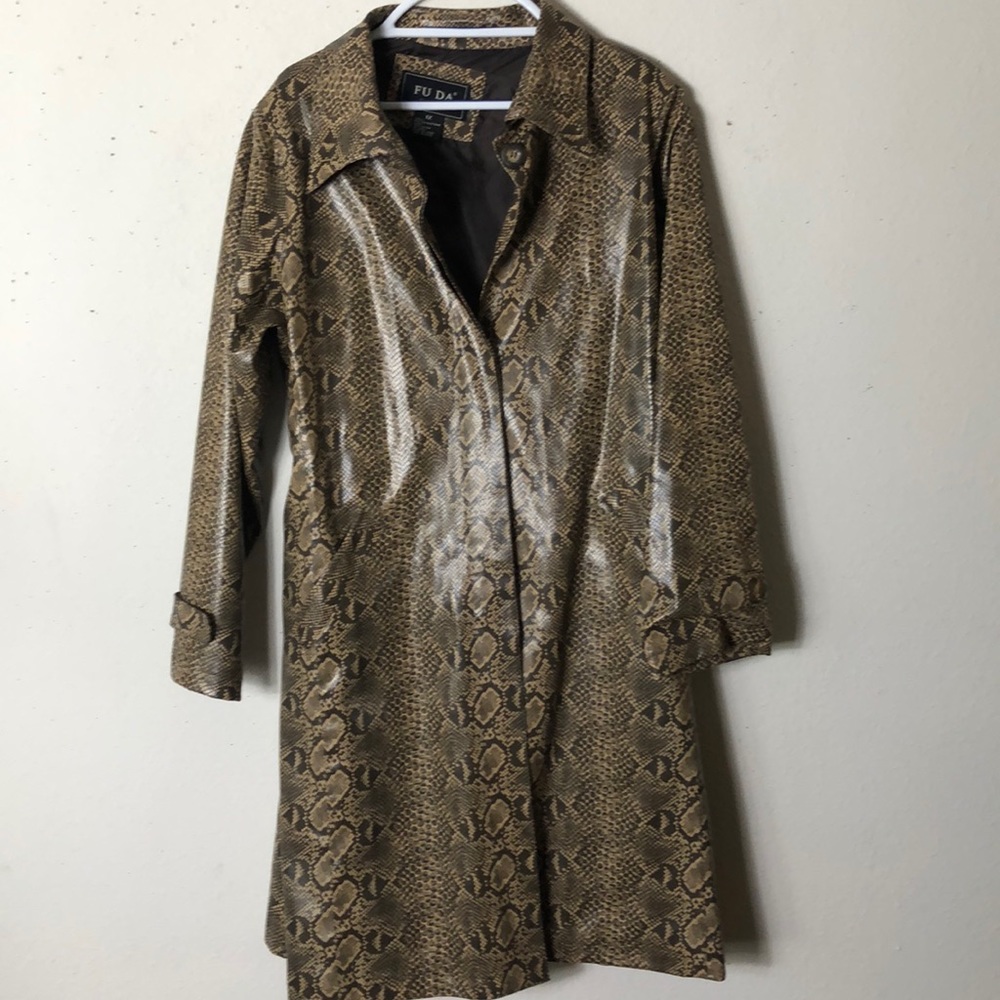 Fu Da New York snake 90s Skinprint & Texture Plus Size Belted Trench Coa…